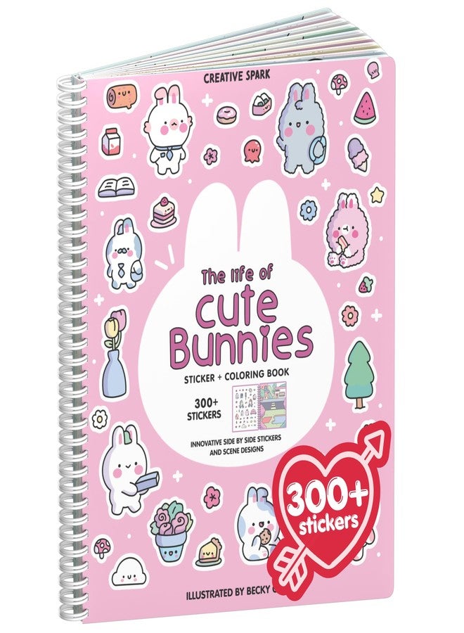 CUPKIN كتاب ملصقات أرنب الكب كيك للأطفال، مستلزمات سفر الأطفال الصغار بالطائرة، أكثر من 300 ملصق أرنب للأطفال + 8 مشاهد وصفحات تلوين، ملصقات للأطفال الصغار، أشغال يدوية للأعمار من 2 إلى 8 سنوات - Image 1
